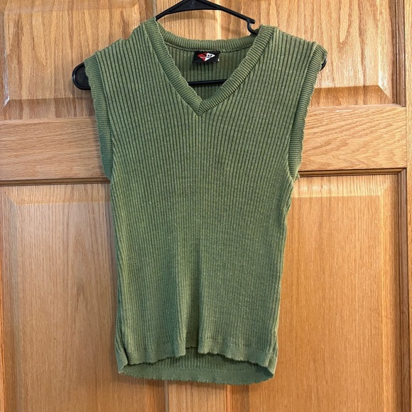 Vtg No Boundaries Women’s L Pullover Olive Green Sweater Vest - Made In USA - Picture 1 of 4